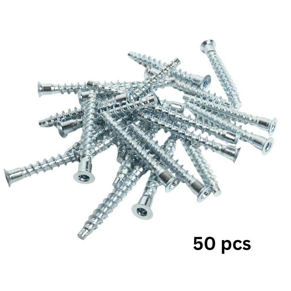 Gtv (50) Furniture Chipboard Confirmat Screws 7X50mm Hex Drive Steel Flat Pack Mdf Screws