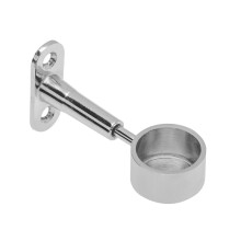 (1 x Adjustable bracket) Wardrobe Rail Round Hanging Chrome Tube 25mm + End Supports + Screws 3 Lengths