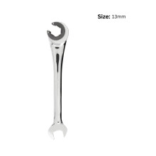 (13mm) Semi-open wrench with ratchet combination Flare Nut Garage Workshop 8mm - 19mm