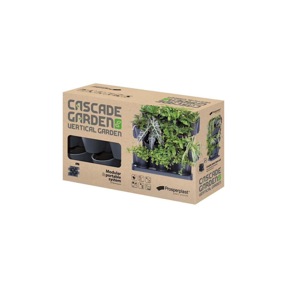 Prosperplast (Table Cascade) Vertical Standing Garden Flower Pots Cascade Balcony Plant Wall Anthracite