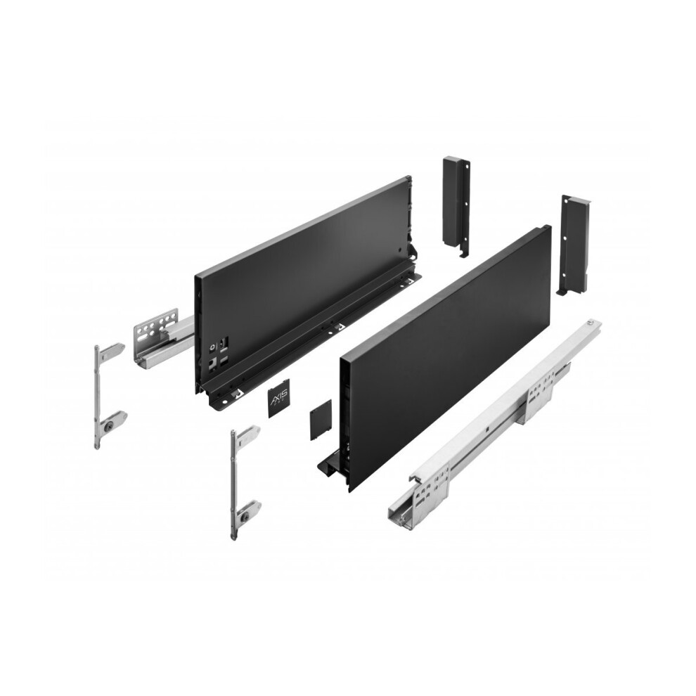 Gtv (86Mm - Short, 25Cm) Ultraslim Axis Pro Soft Close Kitchen Drawer Box Sides Drawer Runners Black