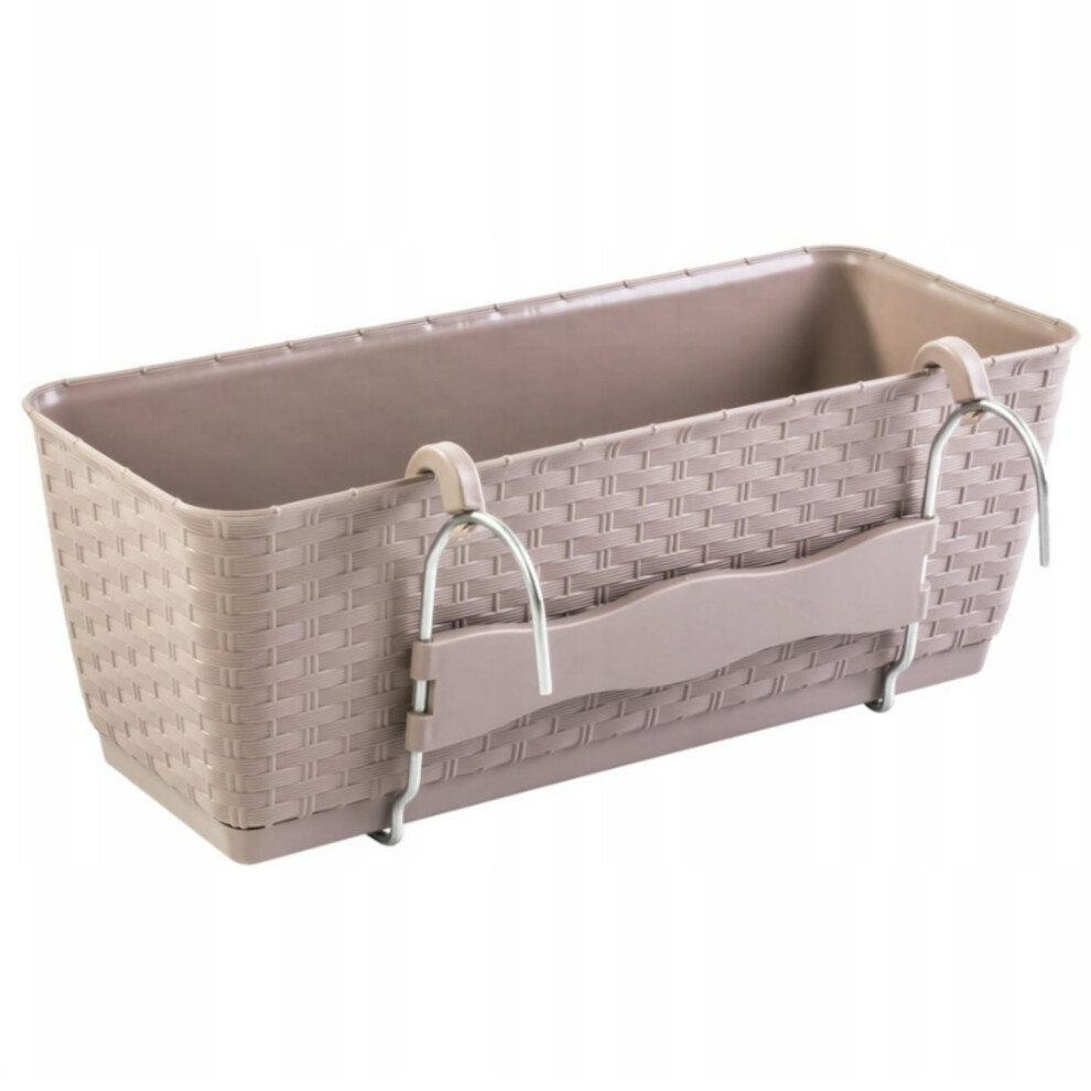 Prosperplast (Mocca, L38.6cm Xw15.4cm X H14.2cm) Hanging Flower Box Planter Basket Self Watering Rattan Look Plastic Rectangle