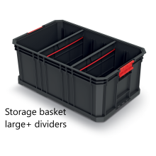 (Storage basket large + dividers) Storage Tool Box Platform Wheels Large Toolbox Mobile Tray Compartment Stackable