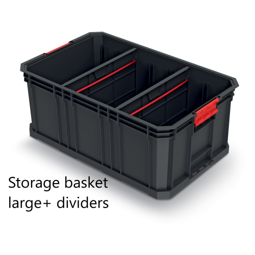 Prosperplast (Storage basket large + dividers) Storage Tool Box Platform Wheels Large Toolbox Mobile Tray Compartment Stackable