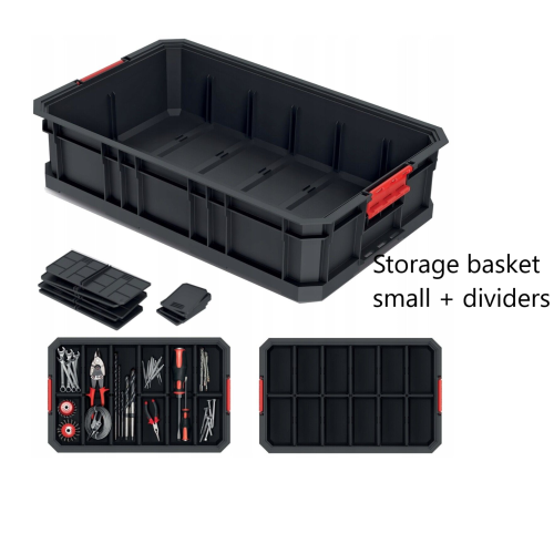 Prosperplast (Storage basket small + dividers) Storage Tool Box Platform Wheels Large Toolbox Mobile Tray Compartment Stackable