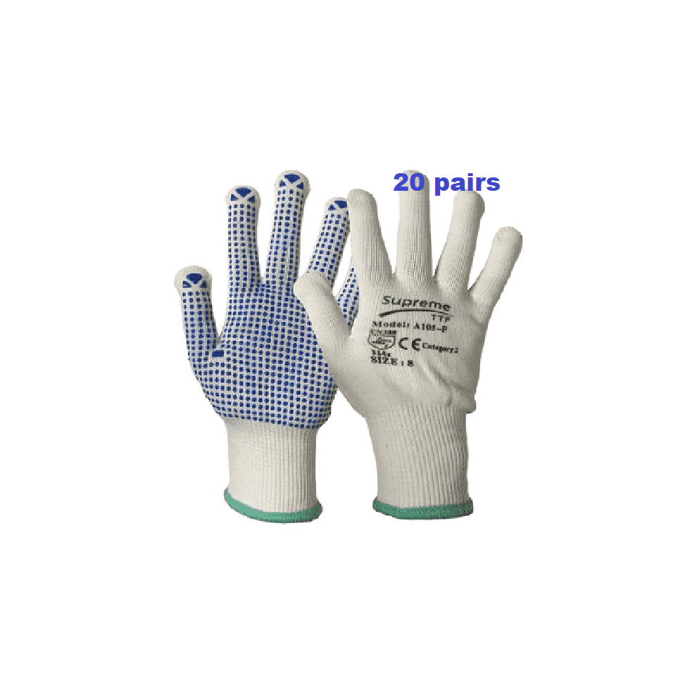 (Small S-7, 20 Pairs) Nylon Work Gloves 20 Pairs Picker Packer Pvc Polka Dot Pick & Go Safety Grip 7427037835901