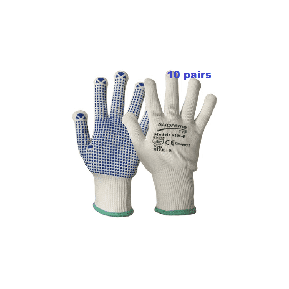 (X Large Xl-10, 10 Pairs) Nylon Work Gloves 20 Pairs Picker Packer Pvc Polka Dot Pick & Go Safety Grip 7427037836007
