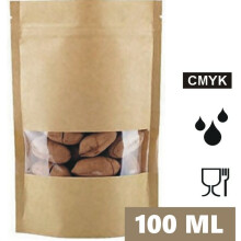 (8.5 x 5 x 14.5 cm - 100ml, 25) KRAFT PAPER BAG / WINDOW STAND UP POUCH ZIP LOCK RESEALABLE HEAT SEAL DISPLAY