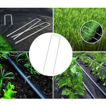 (20 pins) METAL GROUND GARDEN WEED BARRIER MEMBRANE PINS FABRIC HOOKS PEGS STAPLES U PINS