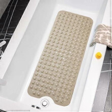 Non-Slip Bathtub Mat 39x16 Inch, Machine Washable, BPA-Free, Compatible with Standard Tubs (Brown)