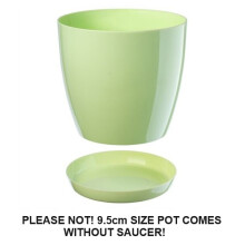 (Pastel Green, 16 cm) Plant Flower Pot Plastic 20 Colours 9 sizes Gloss Pots Planter Saucer Tray Deco