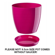(Fuchsia, 20 cm) Plant Flower Pot Plastic 20 Colours 9 sizes Gloss Pots Planter Saucer Tray Deco