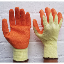 (M, 36 Pairs) LATEX COATED ORANGE RUBBER SAFETY WORK GLOVES MENS BUILDERS GARDENING 24 PAIRS