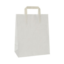 (White, KraftWhite_100M) KRAFT PAPER BROWN & WHITE SOS FOOD CARRIER BAGS WITH HANDLES PARTY TAKEAWAY ETC