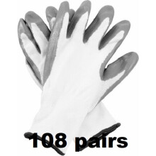 (XL+, 108) WHITE NITRILE COATED WORK GLOVES BUILDERS MECHANIC CONSTRUCTION NYLON GRIP