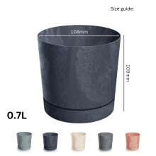 (Cream, 11cm) Plant Pots Indoor Outdoor Plastic Flowerpot Small Medium Large Tubo 5 Colours