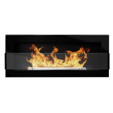 (Without glass panel, High Gloss Black) Bio Ethanol Bioethanol Fireplace 900 x 400 Professional Modern Glass Panel