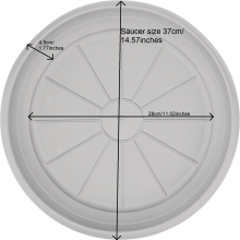 (White, 37cm) Round Black Plastic Plant Pot Saucers / Water Trays | Sizes Available 13cm-50cm