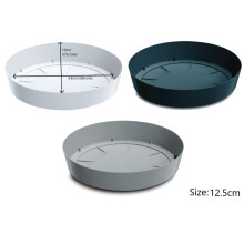 (Anthracite, 12.5cm ) Round Plastic Water Plant Pot Saucer Trays Grey White Anthracite 8 sizes 10-38cm