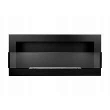(Without glass panel, Black) Bio Ethanol Bioethanol Fireplace 900 x 400 Professional Modern Glass Panel