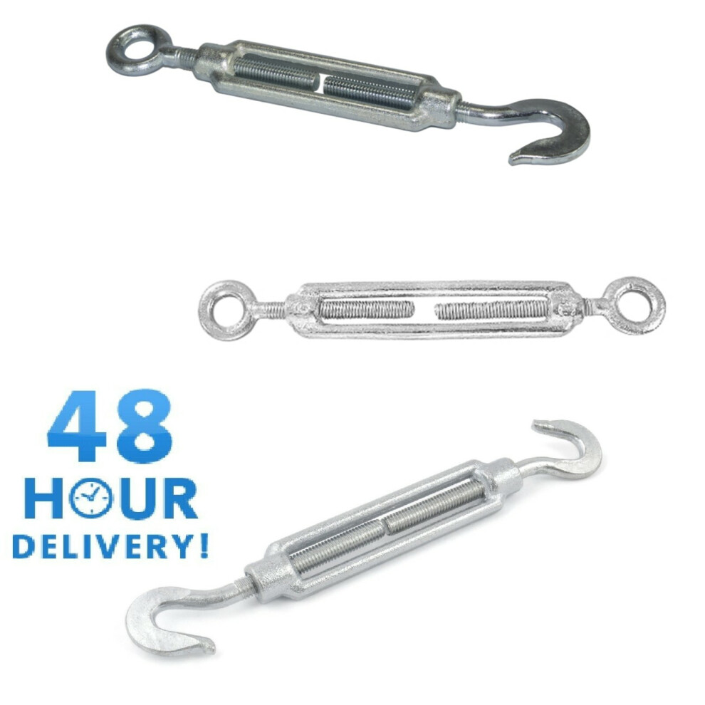 (M6, Buckle_ho_m6_1) Turnbuckle Screw Straining Tensioner M6 M8 M10 M12 M14 M20 Heavy Duty Galvanised 7427037840035