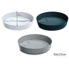 (Grey, 27cm ) Round Plastic Water Plant Pot Saucer Trays Grey White Anthracite 8 sizes 10-38cm