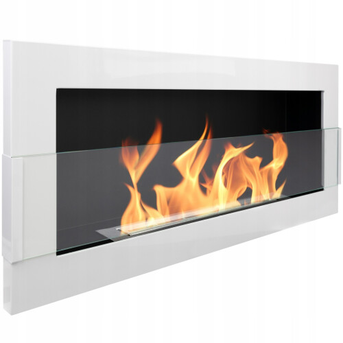 (Without glass panel, White) Bio Ethanol Bioethanol Fireplace 900 x 400 Professional Modern Glass Panel