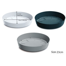 (White, 23cm ) Round Plastic Water Plant Pot Saucer Trays Grey White Anthracite 8 sizes 10-38cm