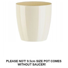 (Ecru, 18 cm) Plant Flower Pot Plastic 20 Colours 9 sizes Gloss Pots Planter Saucer Tray Deco