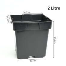(10, 2 L) Square Plant Pot .5 1 2 3 5 11 18 25Lt Strong Black Plastic Hydroponic Pots