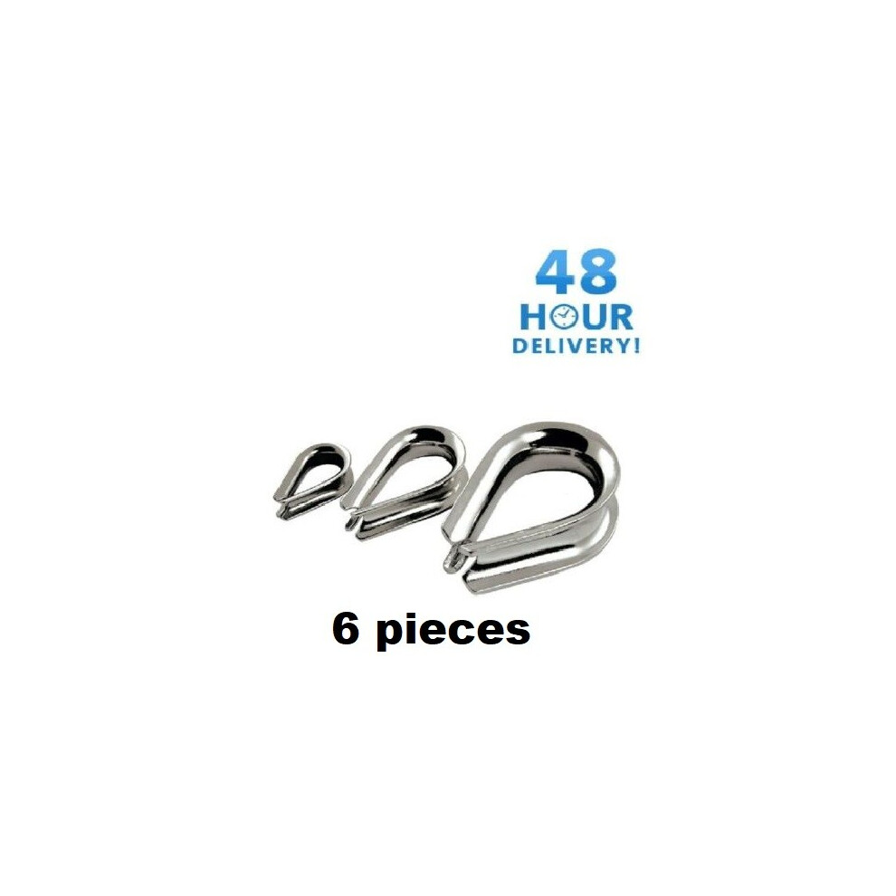 (6, 5Mm) Stainless Steel Inox Thimble Wire Cable Rope Clips Clamps Marine 3, 4, 5, 6Mm 5060856051613