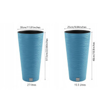 (Scandinavian blue, 300mm - 12") Round FURU Style Look Planter Tall Flower Plant Pot Indoor Outdoor Garden Decor