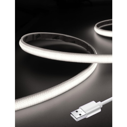 Fita de LED COB de tecido 6000K59 polegadas, flexível e recortável.