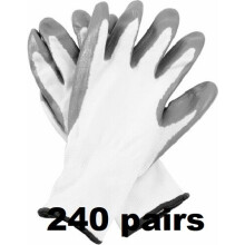(XL+, 240) WHITE NITRILE COATED WORK GLOVES BUILDERS MECHANIC CONSTRUCTION NYLON GRIP