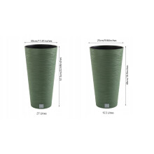 (Earth green, 250mm - 10") Round FURU Style Look Planter Tall Flower Plant Pot Indoor Outdoor Garden Decor