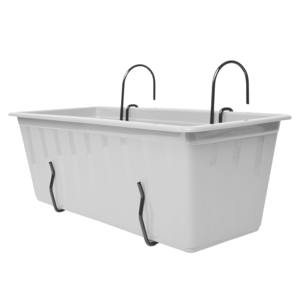 Prosperplast (Anthracite, L40cm X W18cm X H14cm) Hanging Flowerpot Planter Box Fencing Balcony Hook Pot Plastic Long Garden Plant