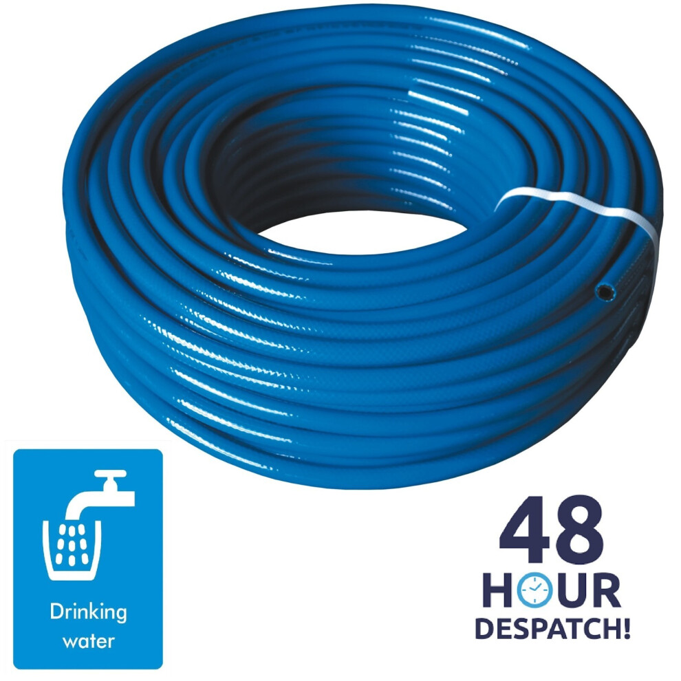 (15 Metres) Fresh Food Safe Drinking Water Hose Pipe Caravan Motorhome Boat 10Mm 3/8" Blue