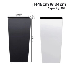 (White, H45cm/W24cm) Tall Planter Plant Pot Flower with Insert Indoor Outdoor Garden Patio Home Large