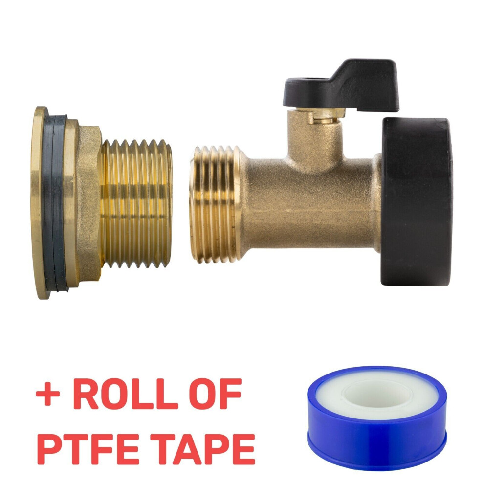 (3/4", Brass Valve) Water Butt Replacement Tap Brass Metal Lever Uk Bib Outlet Barb Quick Hosepipes