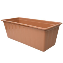 (Brown, L40cm x W18cm x H14cm) Window Box Flowerpot Planter Rectangle Long Plastic Pot Indoor Outdoor Plant
