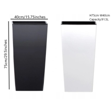 (White, H75cm/W40cm) Tall Planter Plant Pot Flower with Insert Indoor Outdoor Garden Patio Home Large