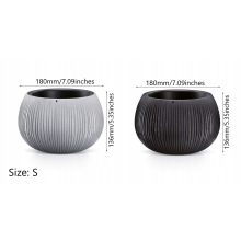 (Concrete effect, S - H136mm x W180mm) Beton effect Bowl Plastic Flower Plant Garden Indoor Outdoor Planter Pots Lined