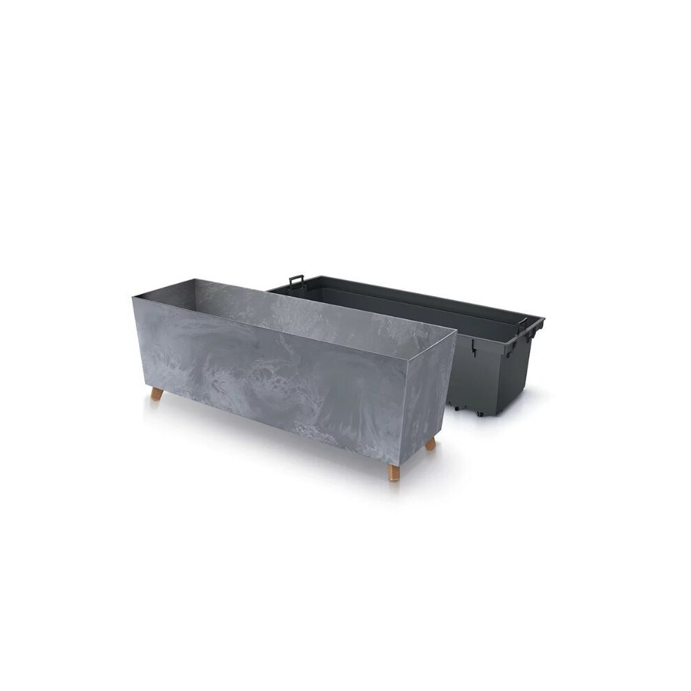 Prosperplast (Marengo) Low Rectangle Concrete Planter Floor Standing Indoor Outdoor Patio Plant Pot