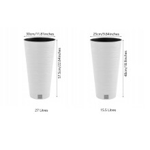 (White, 300mm - 12") Round FURU Style Look Planter Tall Flower Plant Pot Indoor Outdoor Garden Decor