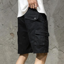 (white, 31) Men's Summer Cargo Shorts Casual Cotton 5-Inch Inseam Loose Fit Streetwear Ins Branded