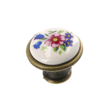(Pink Flower Brass) Multi coloured ceramic knobs drawer pull cupboard door knobs porcelain china