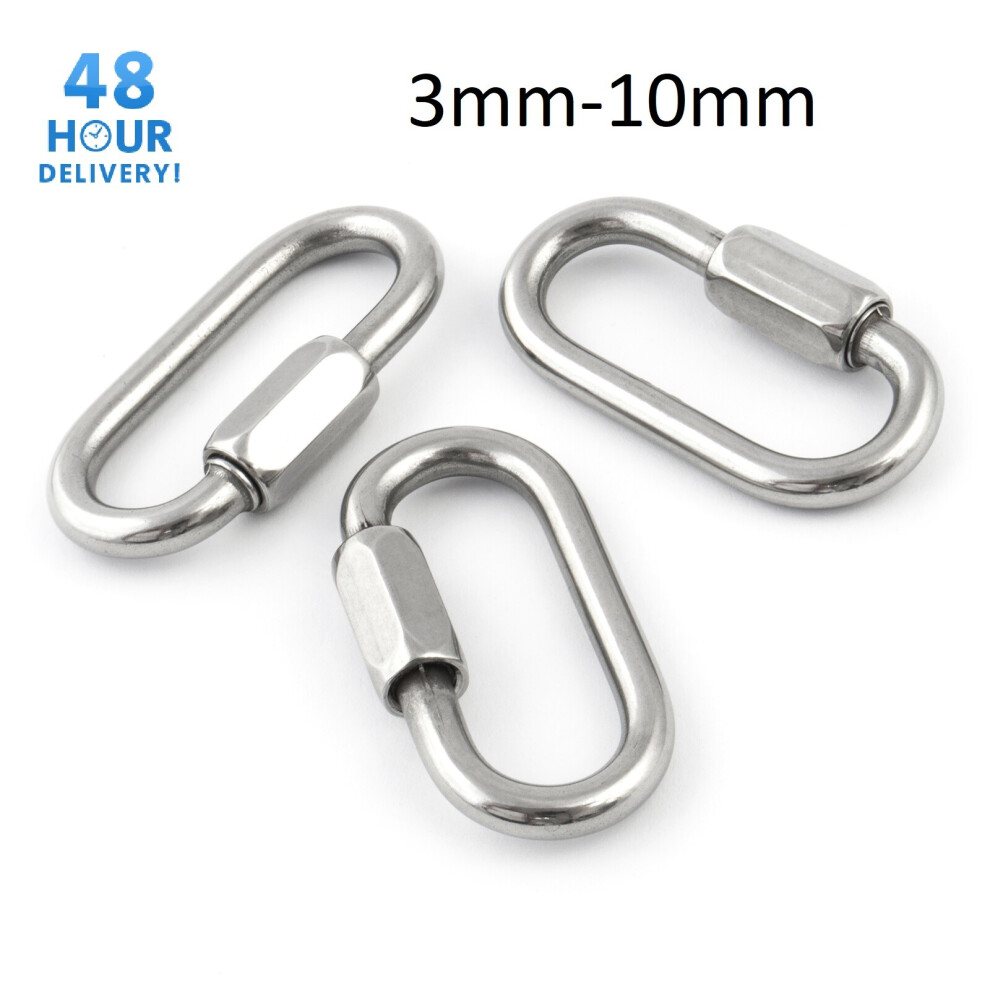 (8 Mm, 3 Links) Quick Repair Link Heavy Duty Chain Extend Screw Lock Fastener Carabine Rope Hook 7427037839657