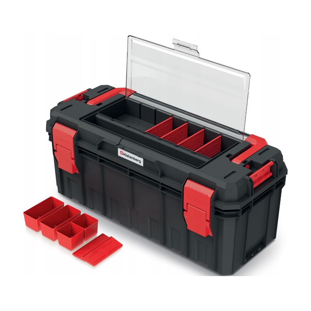 Prosperplast (Large With Organiser) Hand Tool Box Modular Organis Stackable Lockable Heavy Duty Metal Hinges 3 Sizes