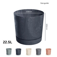 (Anthracite, 35cm) Plant Pots Indoor Outdoor Plastic Flowerpot Small Medium Large Tubo 5 Colours
