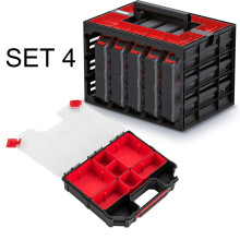 (Set 4) Parts Storage Organiser Tager Case DIY Compartment Cabinet Screws Carry Tool Box